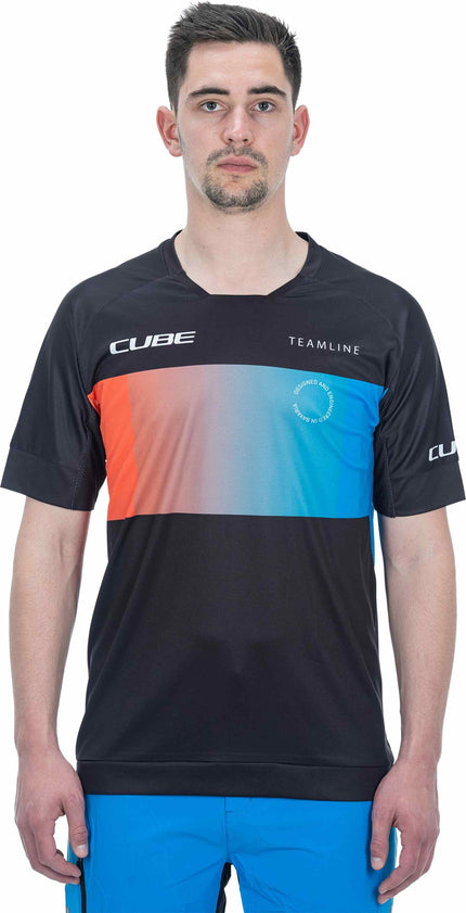 CUBE Teamline Roundneck Jersey S/S Black/Blue/Red
