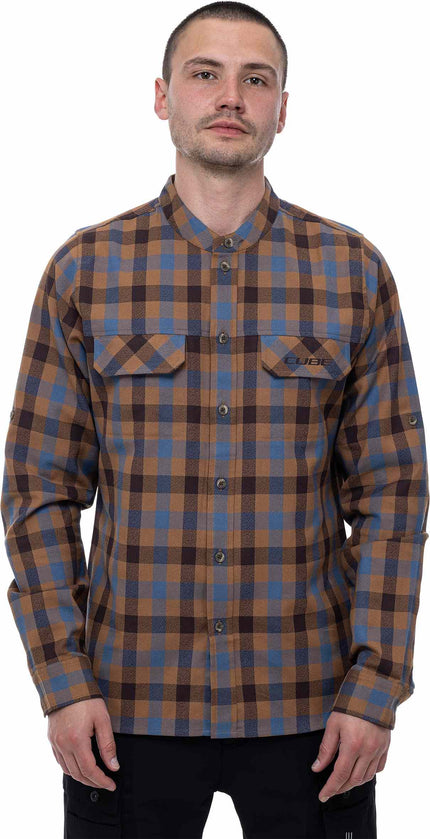 Cube Work Shirt L/S Brown/Blue