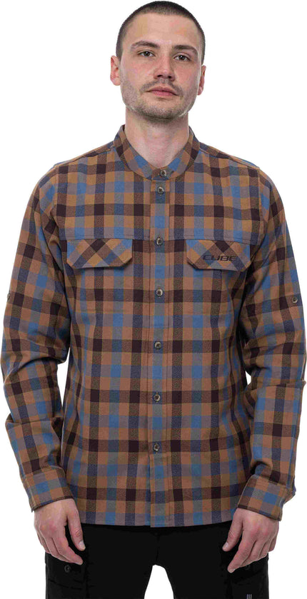 Cube Work Shirt L/S Brown/Blue