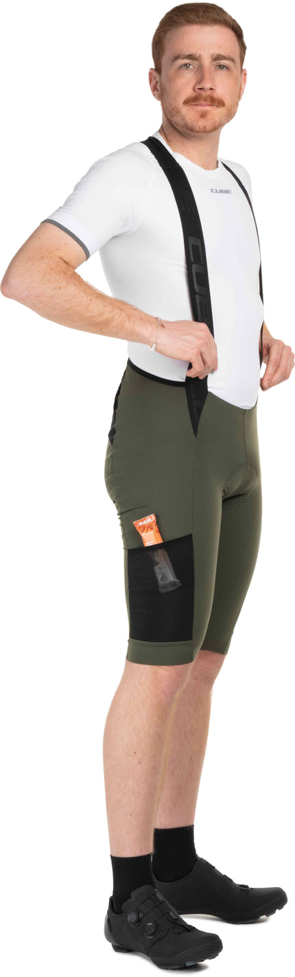 CUBE GRAVEL BIB SHORT CARGO OLIVE