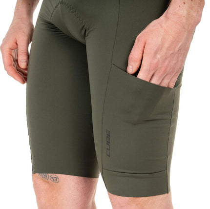 CUBE GRAVEL BIB SHORT CARGO OLIVE