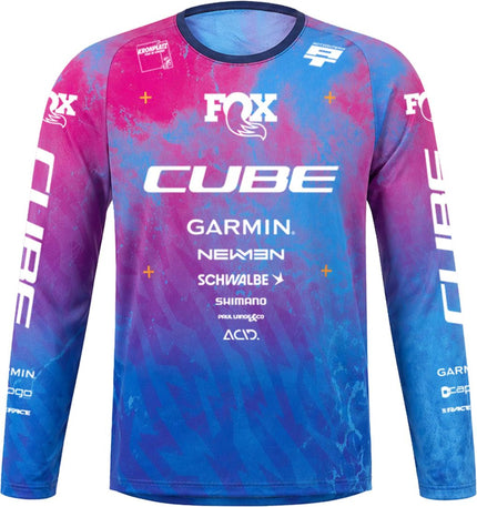 CUBE MTB JERSEY X ACTIONTEAM L/S TOPAS BLUE/PINK