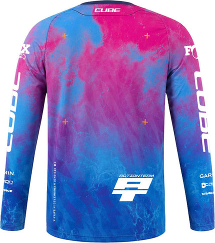 CUBE MTB JERSEY X ACTIONTEAM L/S TOPAS BLUE/PINK