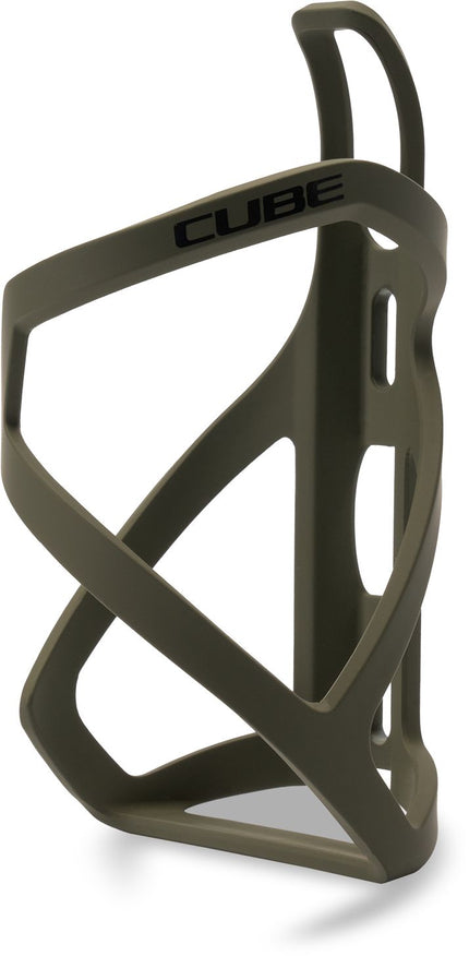 CUBE BOTTLE CAGE HPP LEFT-HAND SIDECAGE MATT DUSTYOLIVE/GLOSSY BLACK