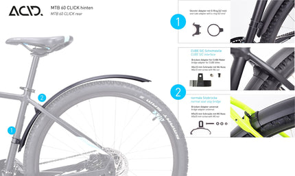 ACID MUDGUARD MTB 60 27.5/29 INCH CLICK REAR BLACK