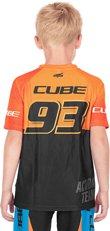 CUBE Junior Jersey S/S X At Ora/Blk